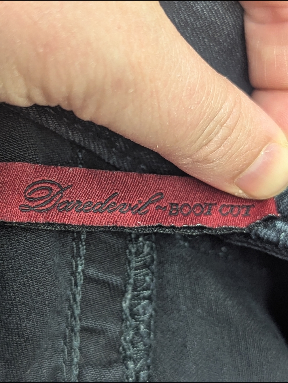 Y2K GUESS Daredevil Boot Cut Jeans – Charcoal Black Rhinestone Pocket – Size 28 - Picture 10 of 15